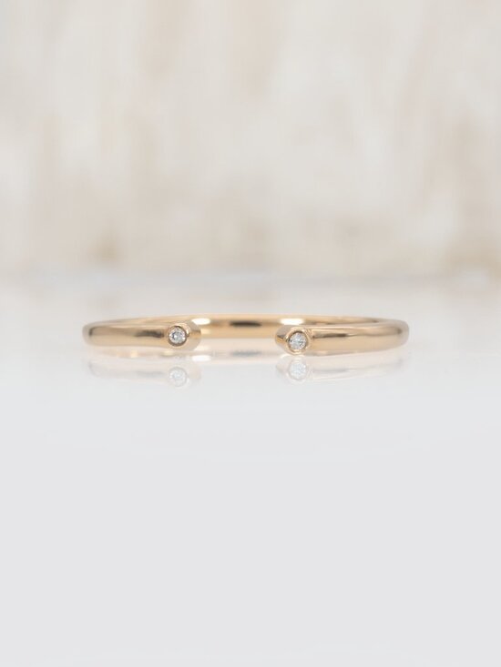 Natural Diamond Accented Stackable Band in Solid 14K Yellow Gold | Fine Jewelry - Picture 6 of 10